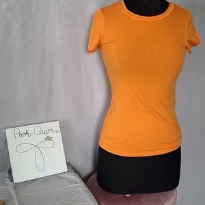 Express XS Orange Short Sleeve Crew Neck T Shirt